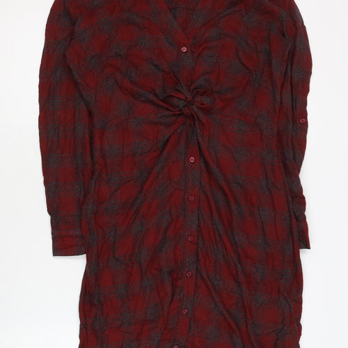 Next Women's Red Check Shirt Dress Size 10