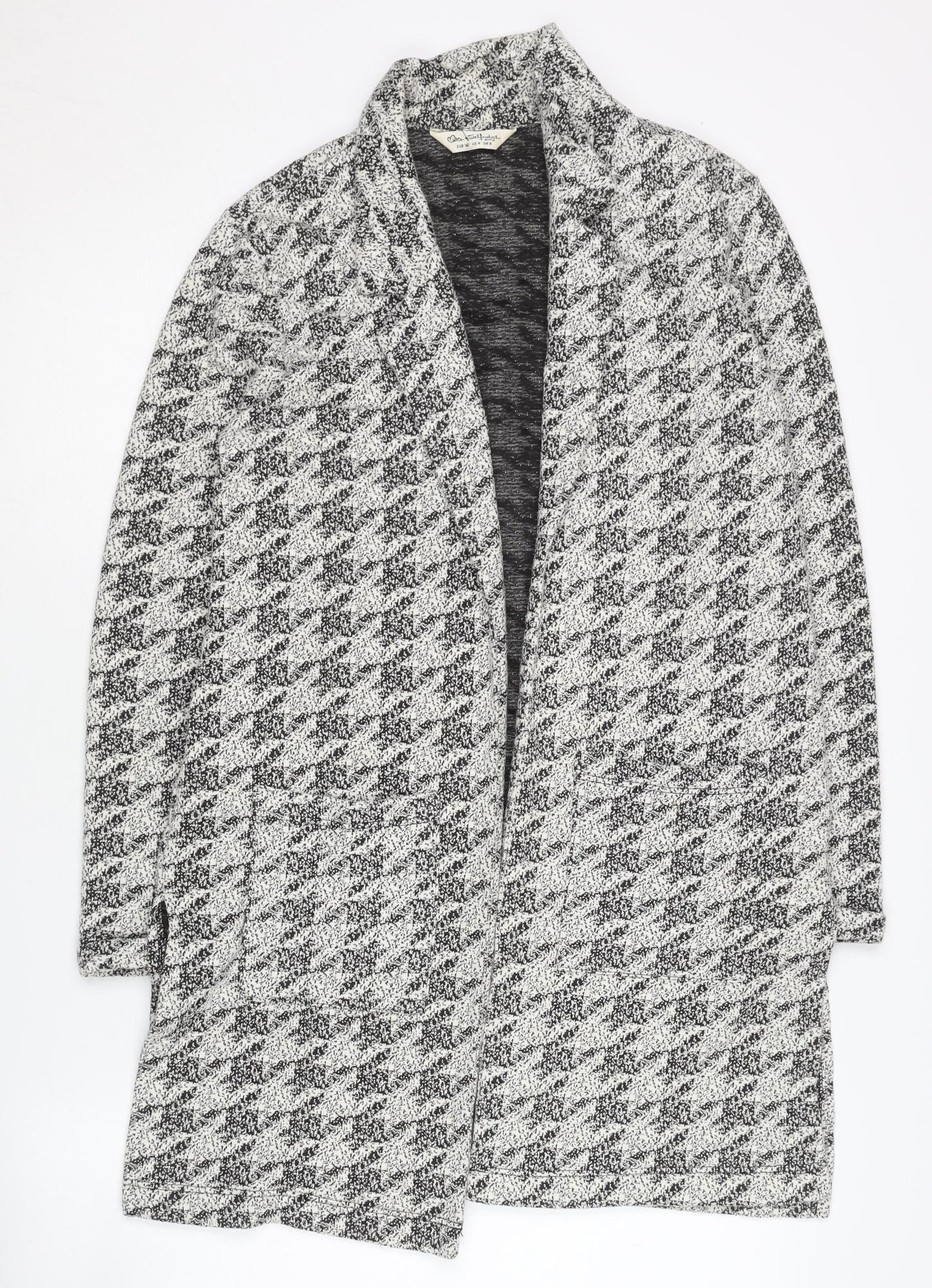 Miss Selfridge Women’s Grey Houndstooth Open Front Cardigan UK 8