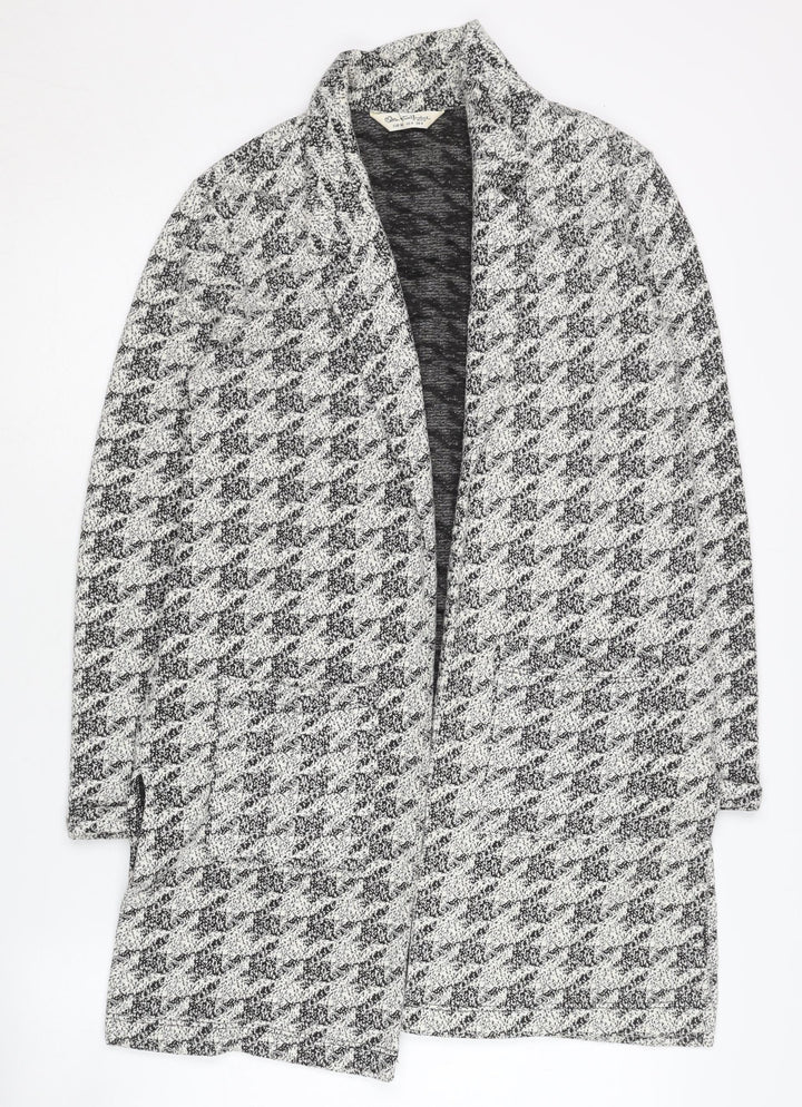 Miss Selfridge Women’s Grey Houndstooth Open Front Cardigan UK 8
