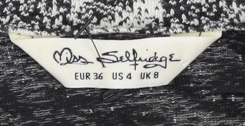 Miss Selfridge Women’s Grey Houndstooth Open Front Cardigan UK 8