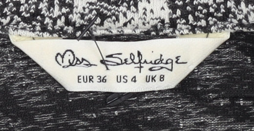 Miss Selfridge Women’s Grey Houndstooth Open Front Cardigan UK 8