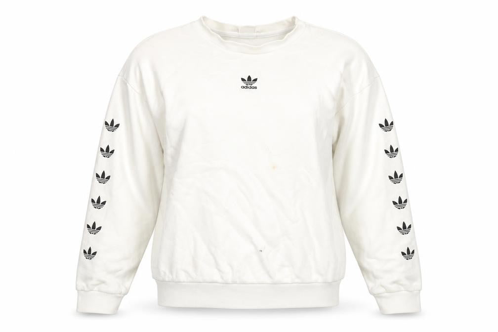 Front view of Adidas Women's White Pullover Sweatshirt, size 6