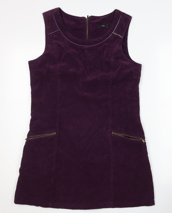 M&Co Women's Purple Corduroy Pinafore Dress Size 12