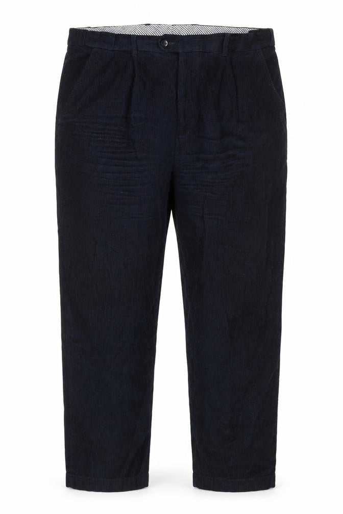 Front view of Clifford James Men's Blue Corduroy Trousers, size 44