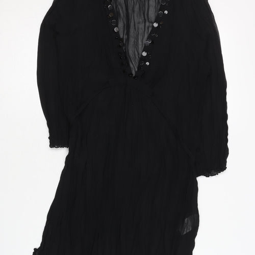 Next Women's Black V-Neck Dress Size 10