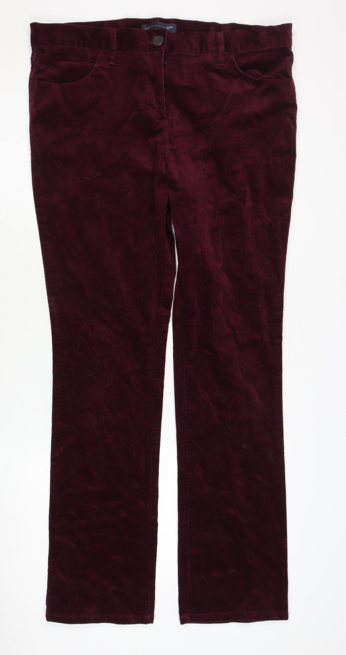 Marks & Spencer Women's Red Velvet Trousers Size 14