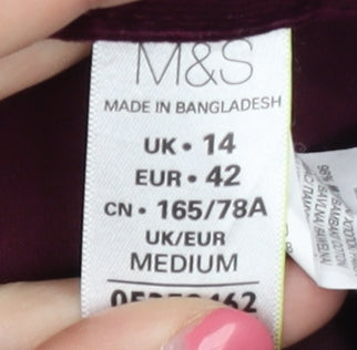 Marks & Spencer Women's Red Velvet Trousers Size 14