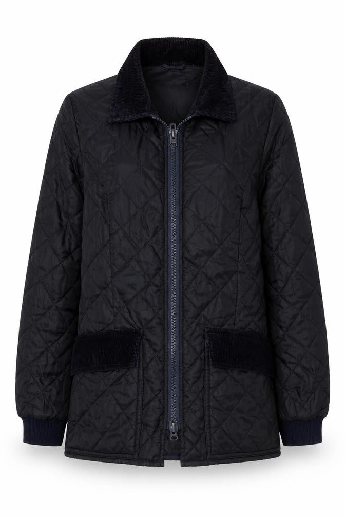 Front view of The Paddock Women's Black Quilted Jacket, size 6