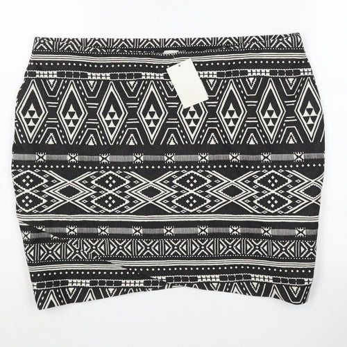 H&M Women's Black Geometric Pencil Skirt Size L