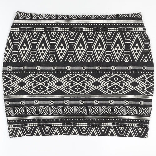 H&M Women's Black Geometric Pencil Skirt Size L