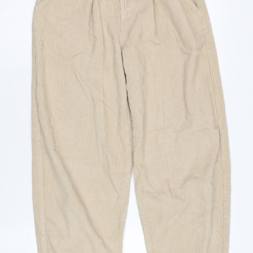 Stradivarius Beige Cotton Corduroy Trousers, Women's, Size 4