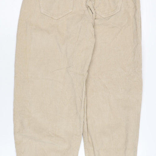 Stradivarius Beige Cotton Corduroy Trousers, Women's, Size 4