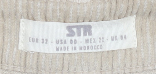 Stradivarius Beige Cotton Corduroy Trousers, Women's, Size 4