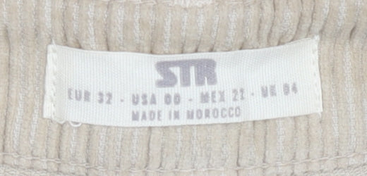 Stradivarius Beige Cotton Corduroy Trousers, Women's, Size 4