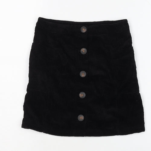 Next Girls Black Knee-Length Cotton Skirt, 7 Years, Casual Wear