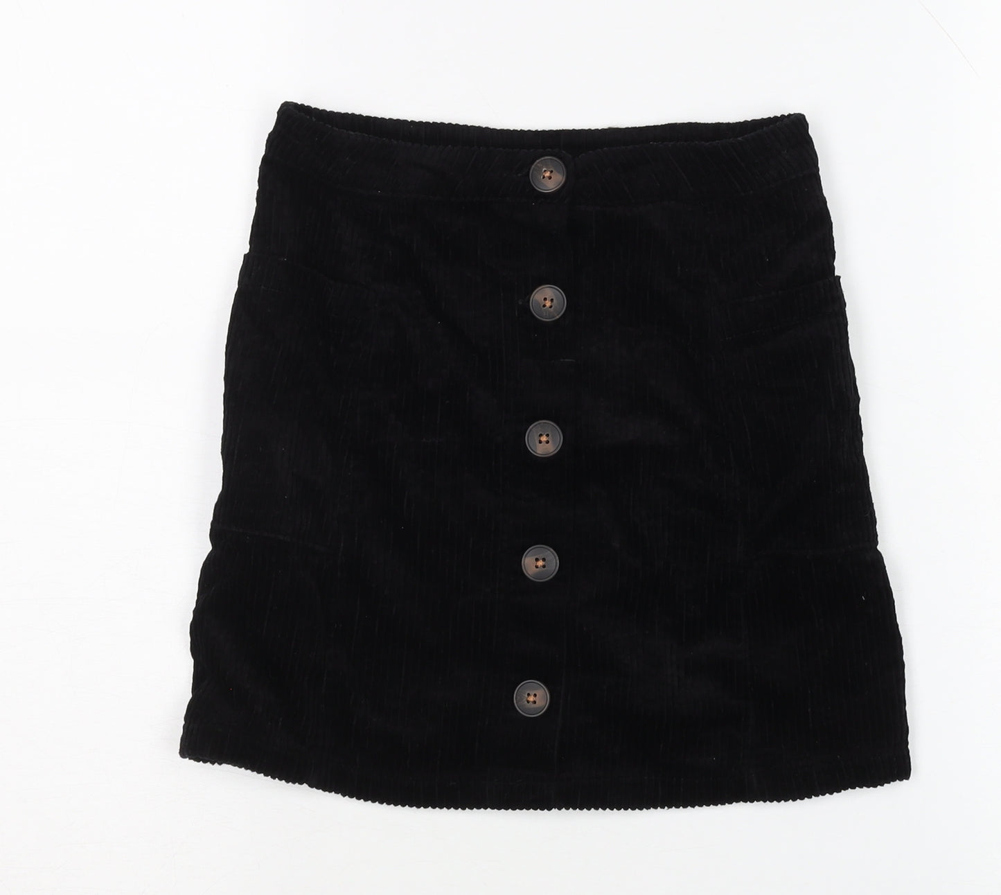 Next Girls Black Knee-Length Cotton Skirt, 7 Years, Casual Wear