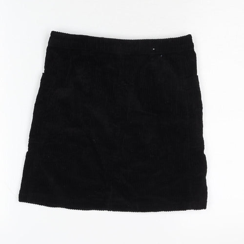 Next Girls Black Knee-Length Cotton Skirt, 7 Years, Casual Wear