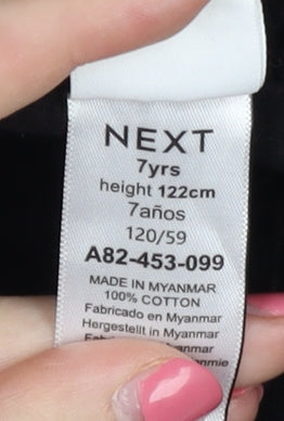 Next Girls Black Knee-Length Cotton Skirt, 7 Years, Casual Wear