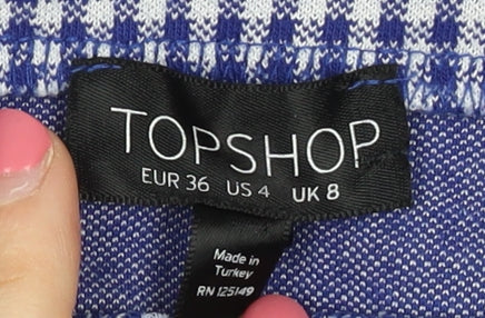 Topshop Women’s Blue Check Skirt Size 8