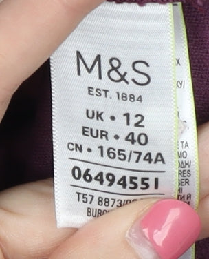 Marks & Spencer Women's Purple Corduroy Skirt Size 12