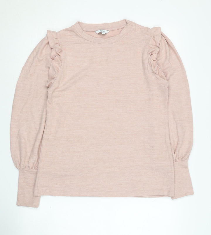 Next Women's Pink Ruffle Crew Neck Jumper Size 12