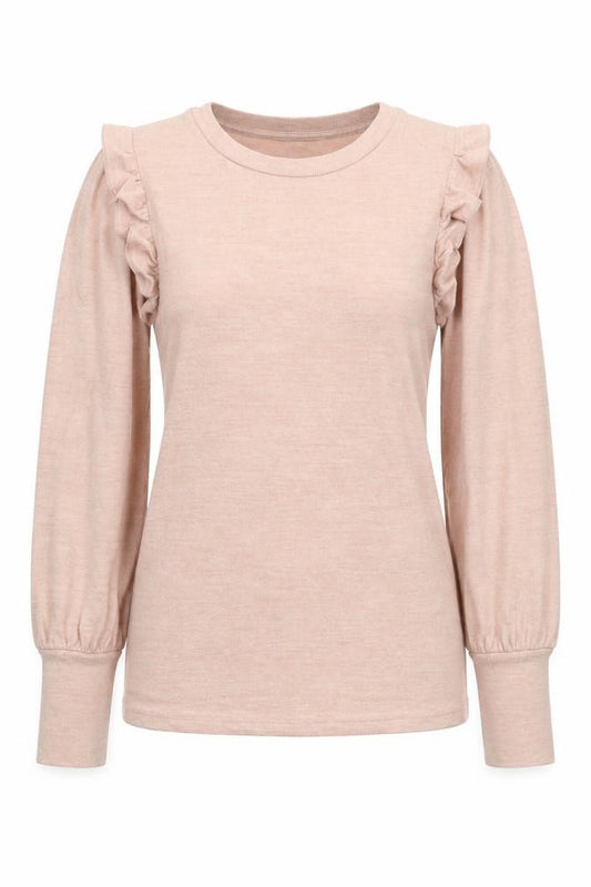 Front view of Next Women's Pink Ruffle Crew Neck Jumper, size 12