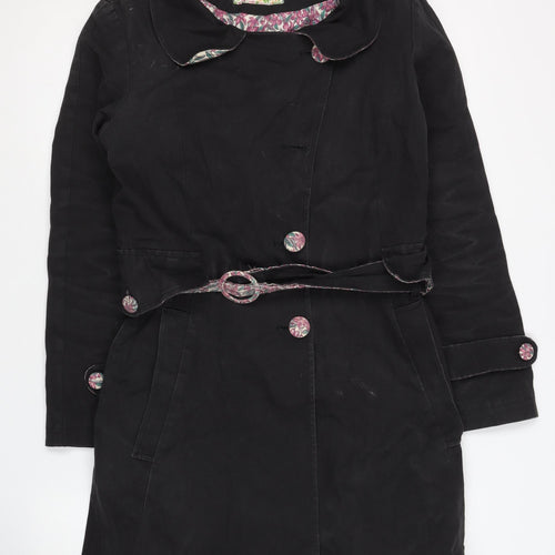 JAM Women's Black Belted Long Coat Size UK-7