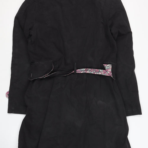 JAM Women's Black Belted Long Coat Size UK-7