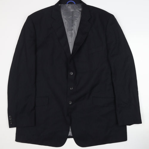 Jack Reid Men's Black Striped Blazer, 48 Regular
