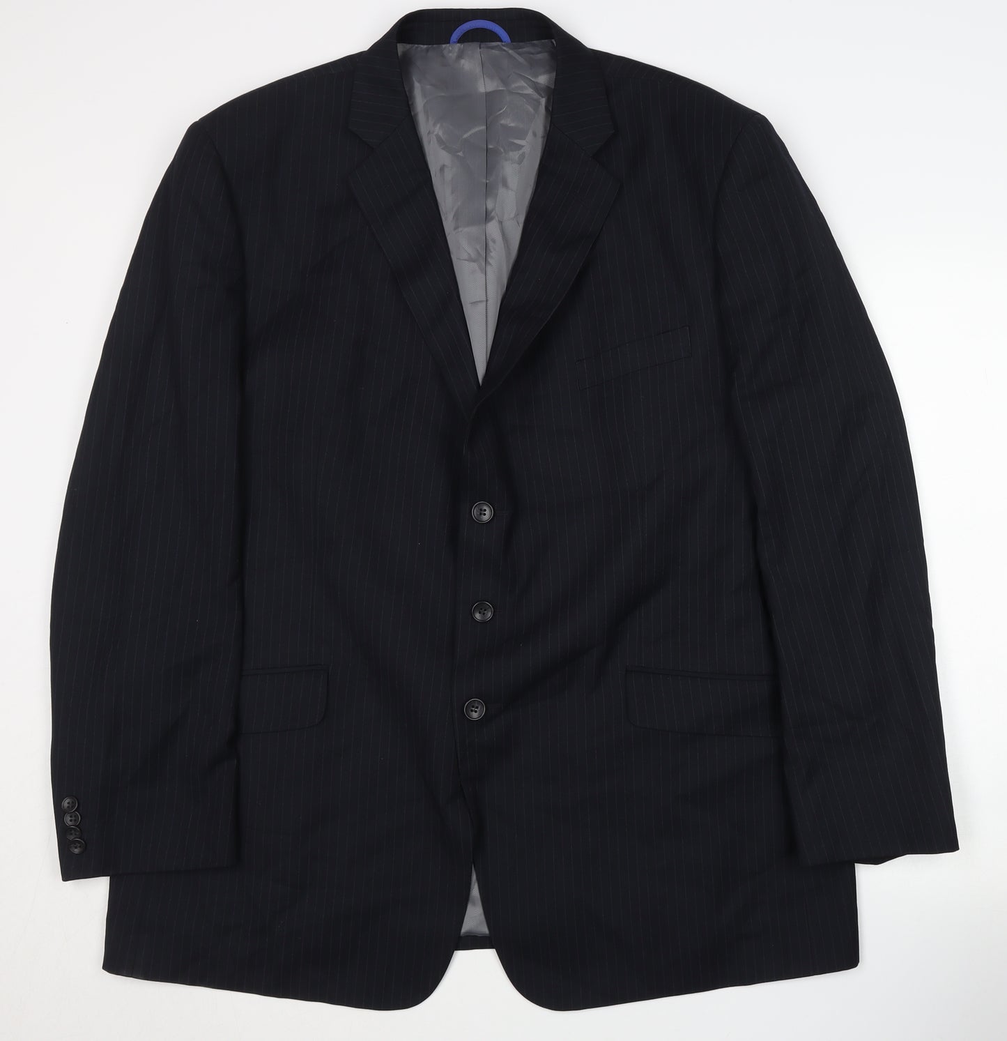 Jack Reid Men's Black Striped Blazer, 48 Regular