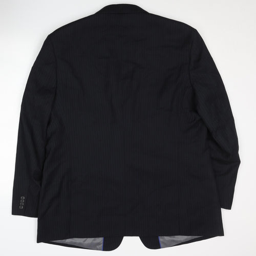 Jack Reid Men's Black Striped Blazer, 48 Regular