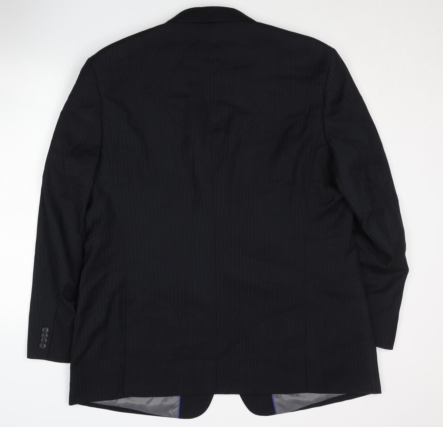Jack Reid Men's Black Striped Blazer, 48 Regular