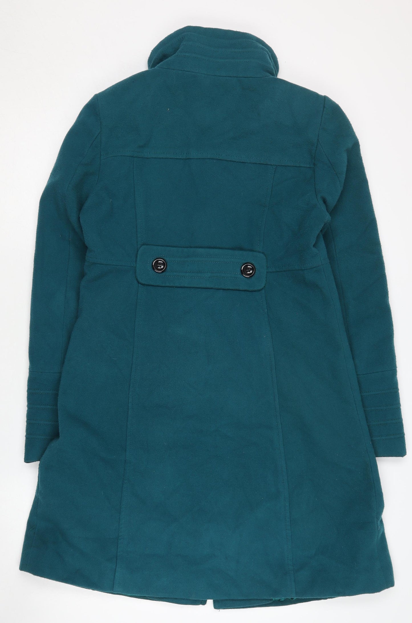 Wallis Women's Blue Overcoat Size 8, Buttoned Mid-Length Coat