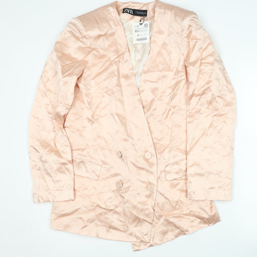 Zara Women's Pink XS Double-Breasted Blazer