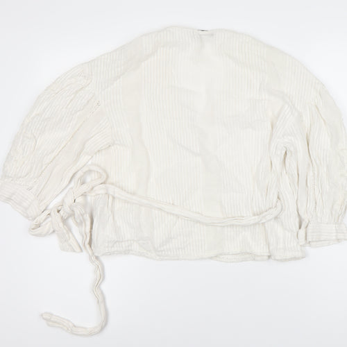 Zara Women’s Ivory Wrap Top, Long Sleeve S