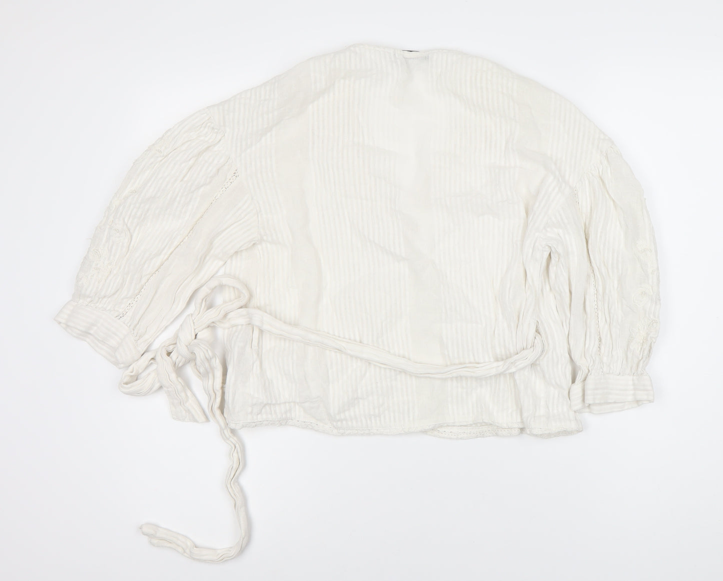 Zara Women’s Ivory Wrap Top, Long Sleeve S