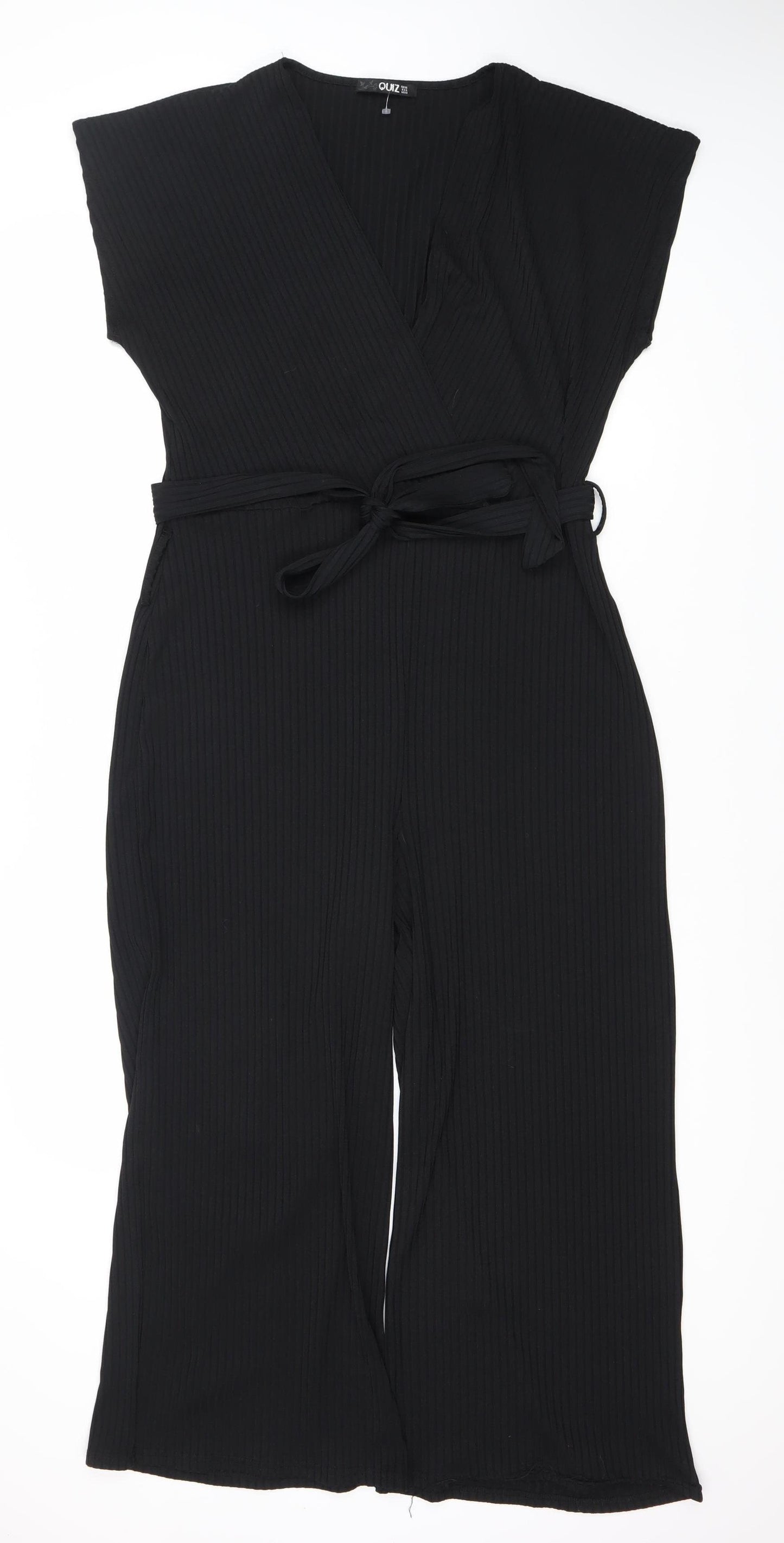 Quiz Women's Black Jumpsuit Size 16 Party Outfit Wide-Leg