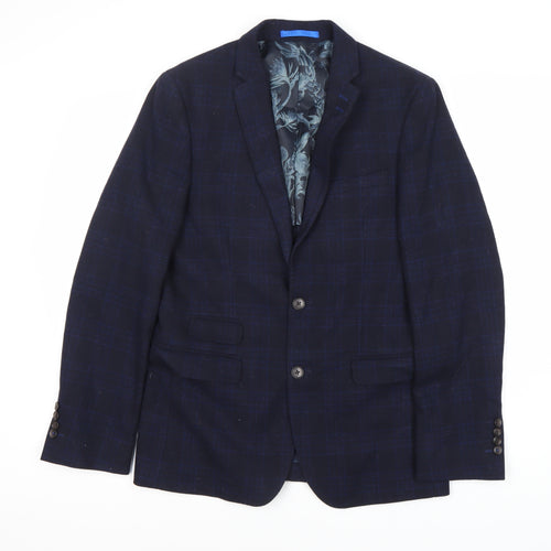Moss London Men's Blue Check Regular Blazer