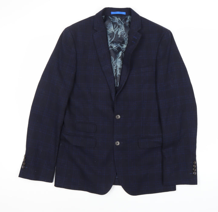 Moss London Men's Blue Check Regular Blazer