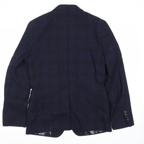 Moss London Men's Blue Check Regular Blazer