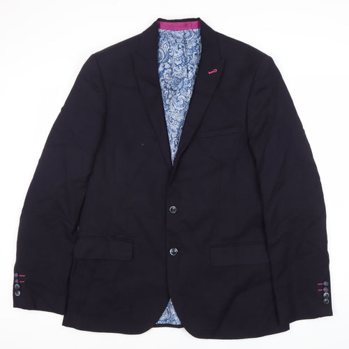 Harry Brown Men's Blue Wool Blazer Slim Fit 42L