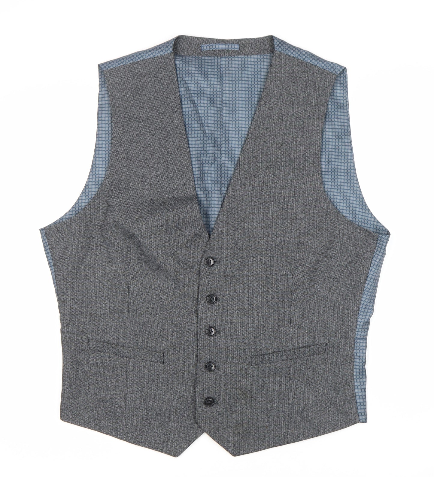 Burton Men's Grey Waistcoat, Size L 42-44", Polyester Blend