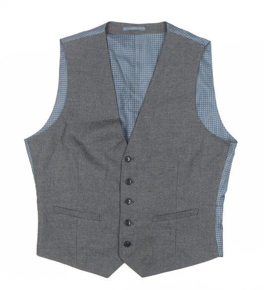 Front view of Burton Men's Grey Waistcoat, size L, 42-44", Polyester Blend