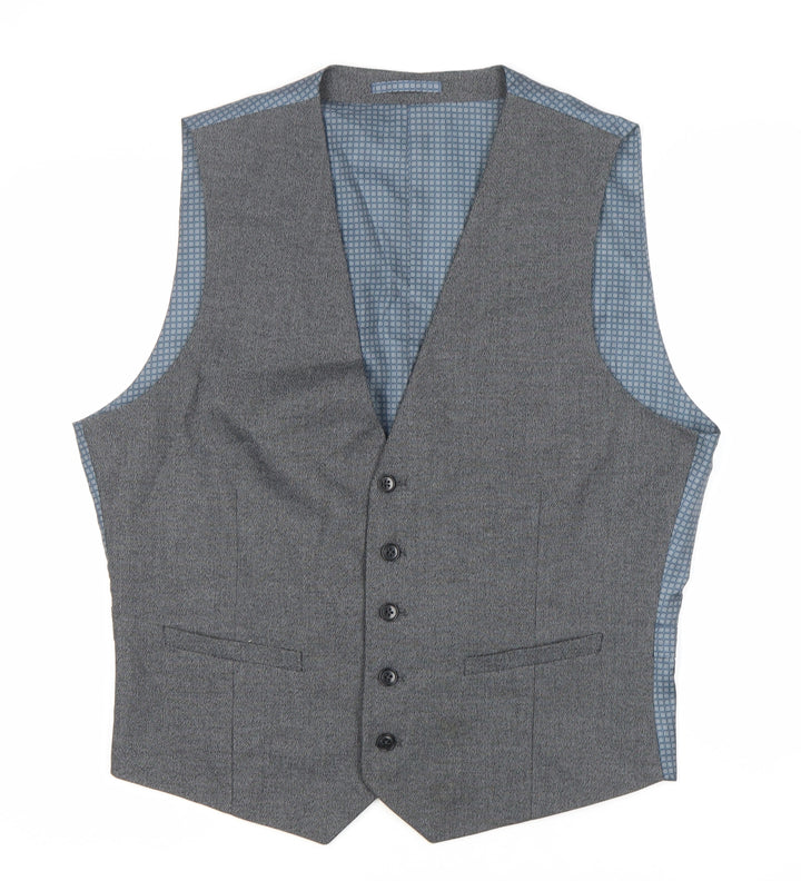 Burton Men's Grey Waistcoat, Size L 42-44", Polyester Blend