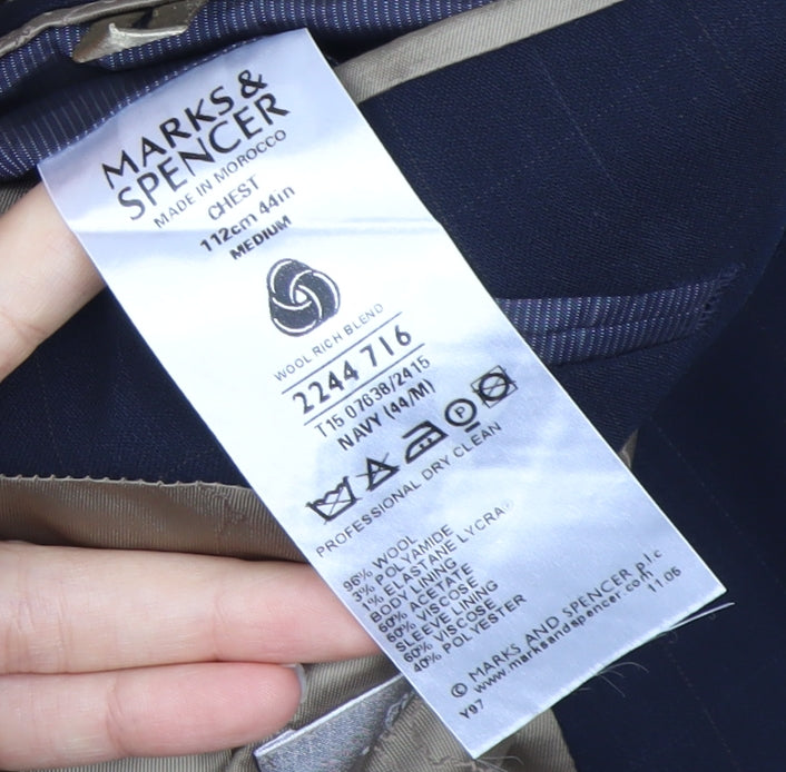 Marks and Spencer Men's Blue Blazer, Size 44 Regular Fit
