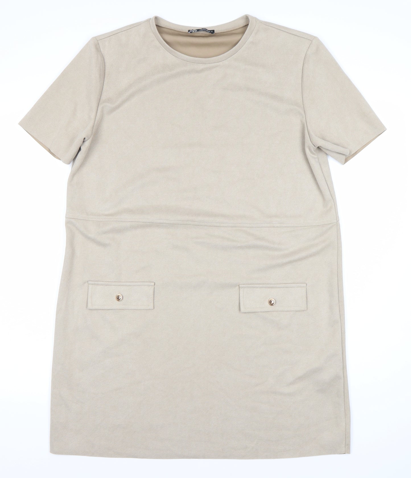 Zara Women's Beige Shift Dress XL - Casual Spring Wear