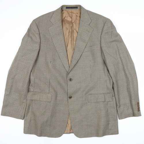 Marks and Spencer Men Beige Check Wool Blazer 42L