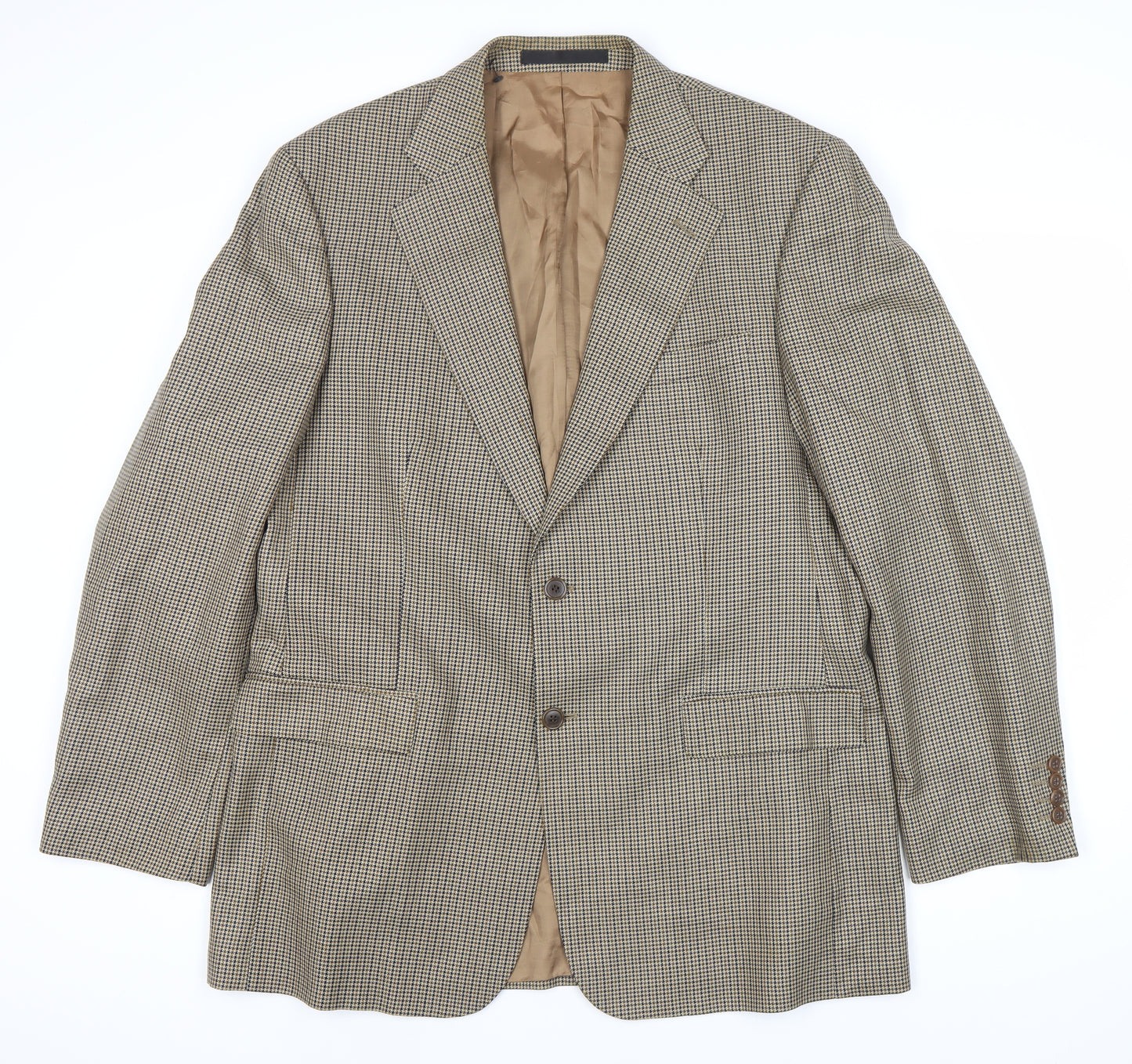 Marks and Spencer Men Beige Check Wool Blazer 42L