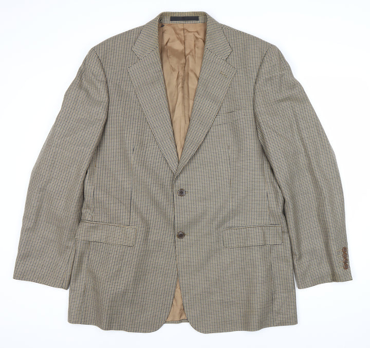 Marks and Spencer Men Beige Check Wool Blazer 42L