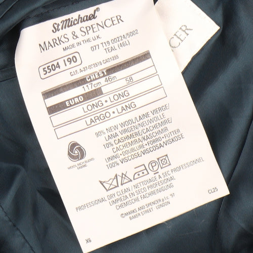Marks and Spencer Men's Blue Blazer 46L Wool